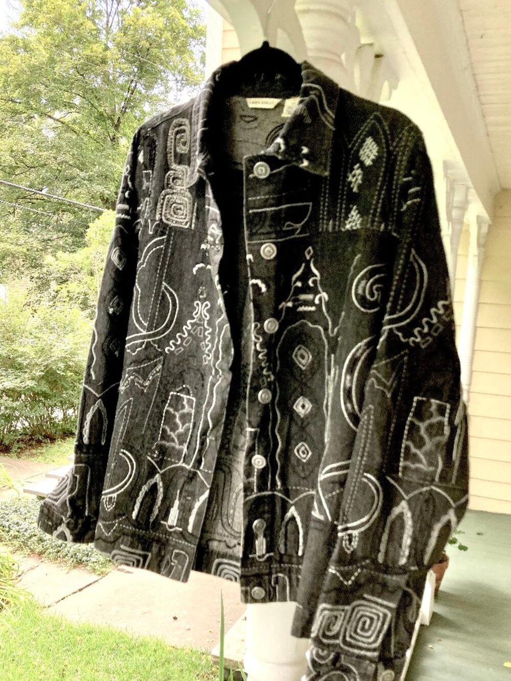 Laura Ashley Embroidered Black Jean Jacket